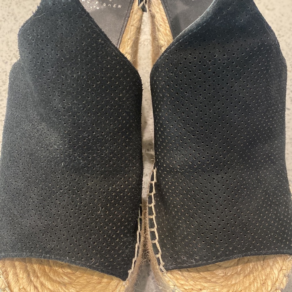Marc Fisher Black Suede Espadrille Wedge Sandals - Picture 4 of 8